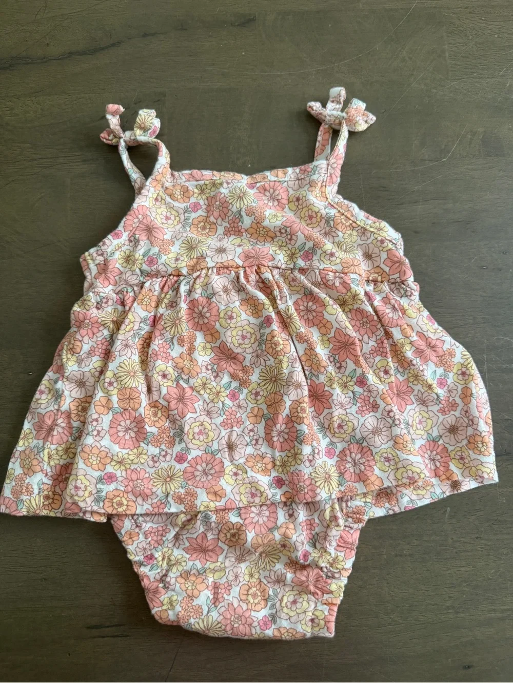Carter's Baby Girls Boho Floral Romper One-Piece Sleeveless Snap Bow 3M
